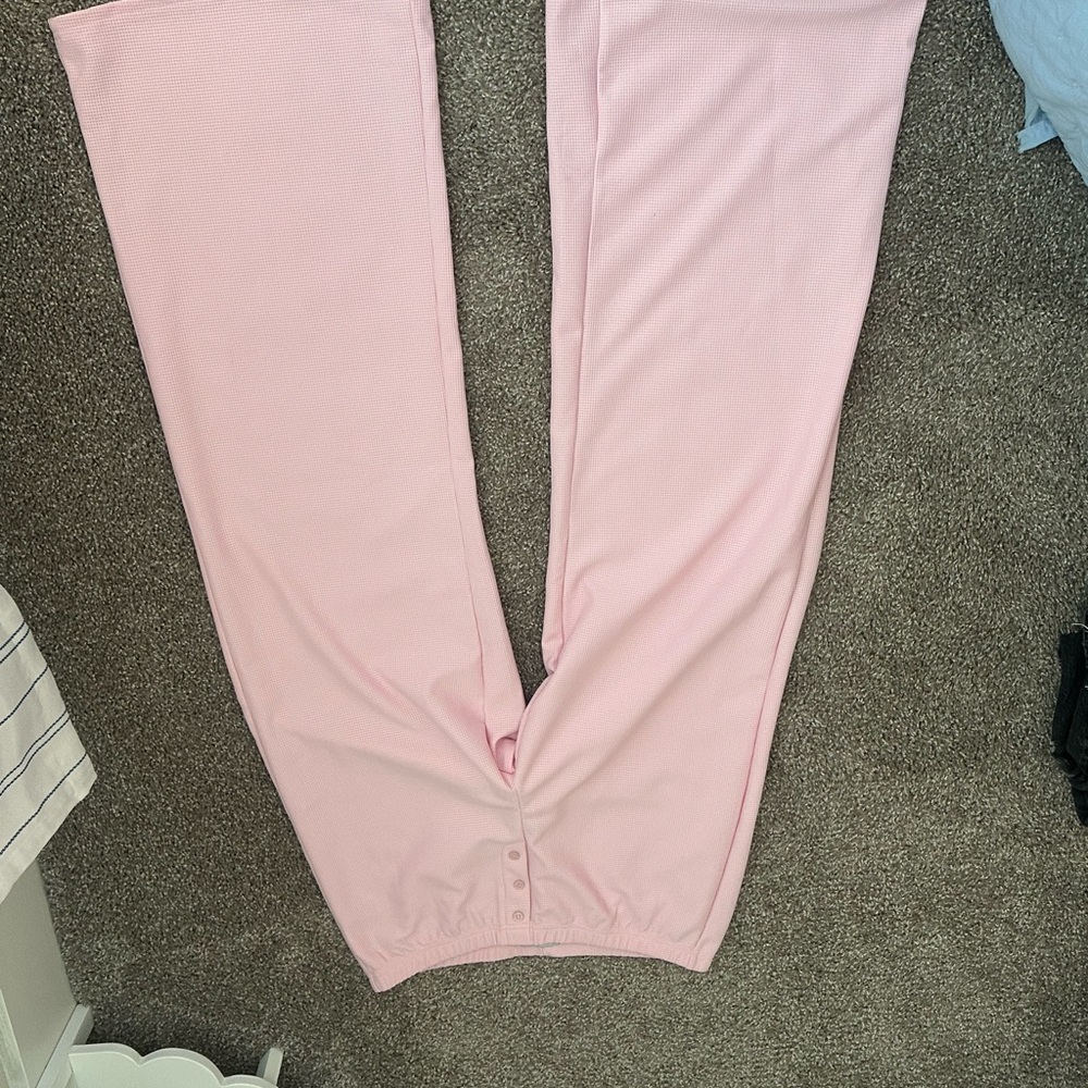 Grey Bandit Light Pink Ribbed Loungewear Bottoms